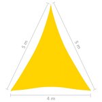 vidaXL Voile de parasol Tissu Oxford triangulaire 4x5x5 m Jaune