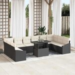 vidaXL Ensemble de canapé de jardin avec coussin 11 Pièces Noir et crème