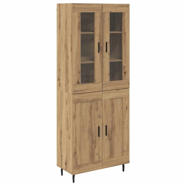 vidaXL Haut Armoire 2 Pièces Chêne artisanal Bois Aggloméré et Verre