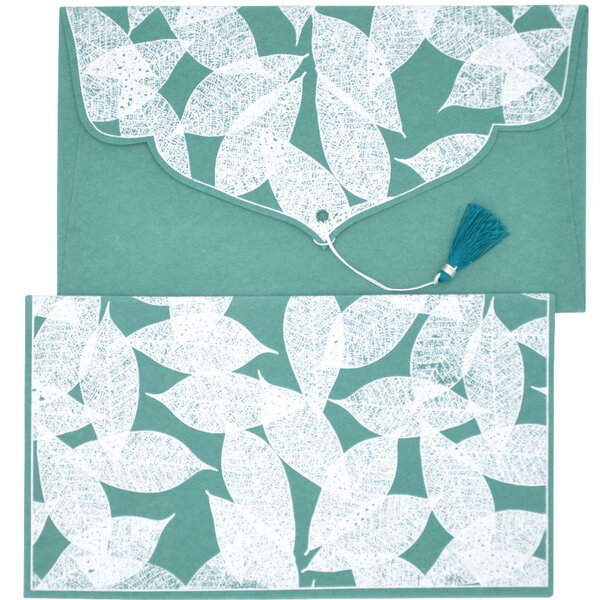 PAPERTREE TAMARA Lot de 5 Enveloppes cadeau 19x10cm Paon/Argt