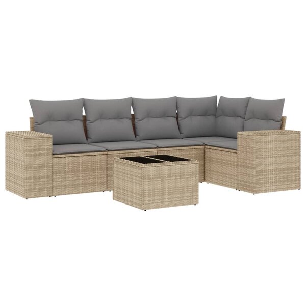 vidaXL Salon de jardin avec coussins 6 Pièces beige résine tressée
