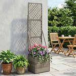 vidaXL Bac à fleurs avec Treillis Gris 35 x 30 x 135 cm polyrotin
