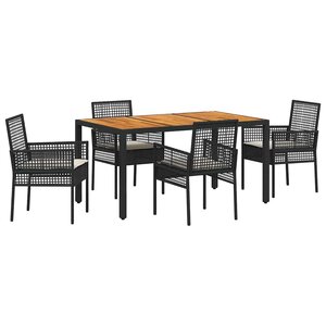 vidaXL Ensemble de salle à manger pour jardin 5 Pièces Noir polyrotin