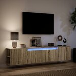 vidaXL Meuble TV mural avec LED chêne sonoma 180x31x39 5 cm