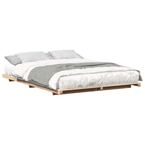 vidaXL Cadre de lit surélevé Marron 160 x 220 cm Bois massif en pin