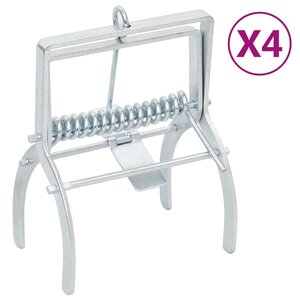 vidaXL Pièges à taupes 4 Pièces Argenté Acier galvanisé