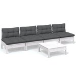 vidaXL Salon de jardin 5 Pièces avec coussins anthracite bois de pin