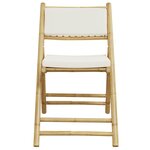 vidaXL Ensemble de bistro pliante 3 Pièces et coussins blanc crème bambou