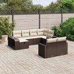 vidaXL Salon de jardin 10 Pièces avec coussins marron résine tressée