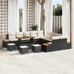 vidaXL Ensemble de canapé de jardin 14 Pièces Noir Poly rotin