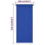 vidaXL Store roulant d'extérieur 100x230 cm Bleu PEHD