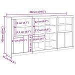 Buffet vidaXL avec lumières LED Bois vieux 202x37x100 cm Bois reconstitué
