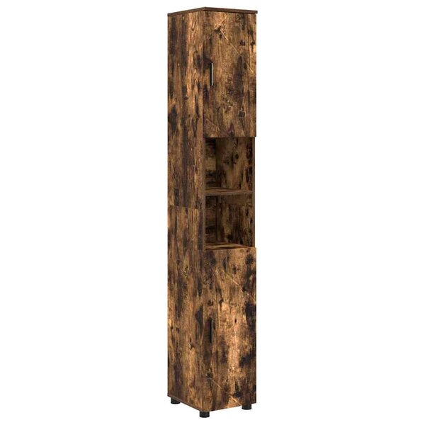vidaXL Meuble de salle de bain haut Chêne fumé 30 x 35 x 192 cm