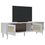 vidaXL Meuble TV SENJA aspect rotin blanc 158x40x49cm bois massif pin