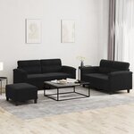 vidaXL Ensemble de canapés 3 Pièces avec coussins noir tissu microfibre