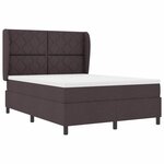 vidaXL Lit à ressorts avec matelas Marron foncé 140 x 200 cm tissu