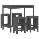 vidaXL Ensemble de bar de jardin 5 Pièces gris bois de pin massif