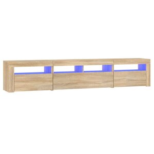 vidaXL Meuble TV avec lumières LED Chêne sonoma 210x35x40 cm