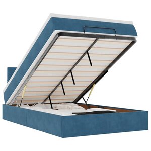 vidaXL Lit ottoman avec matelas et LED bleu foncé 90x200cm velours