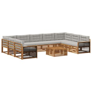 vidaXL Ensemble de canapés d'extérieur 10 Pièces Naturel et gris clair