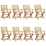 vidaXL Chaises de jardin pliantes lot de 8 beige bois d'acacia massif