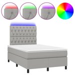 vidaXL Sommier à lattes de lit matelas LED gris clair 120x190 cm tissu