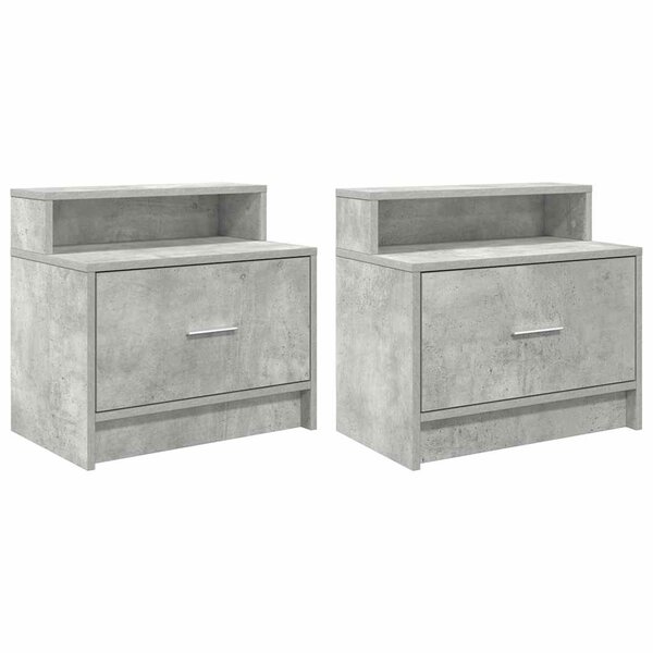 vidaXL Tables de chevet avec tiroir 2 Pièces gris béton 51x31x47 cm