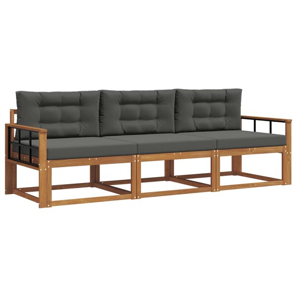 vidaXL Ensemble de canapés d'extérieur 3 Pièces Naturel et Anthracite