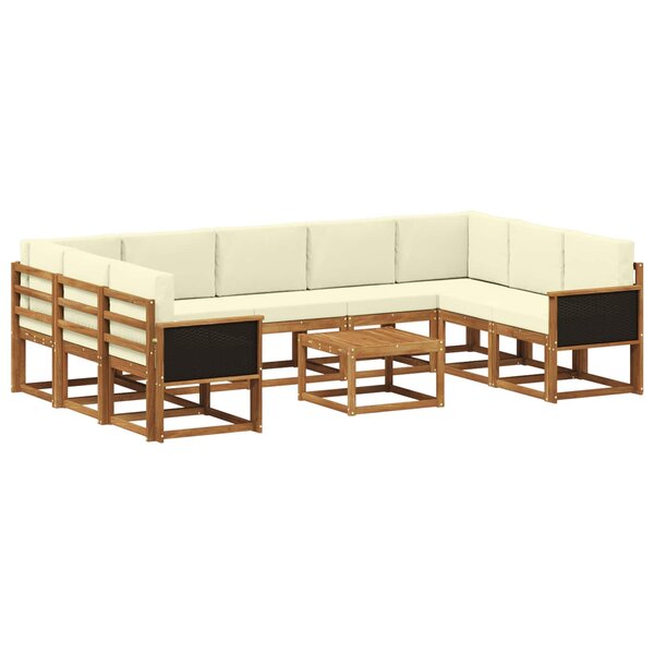 vidaXL Ensemble de canapés d'extérieur 10 pc Naturel et Crème