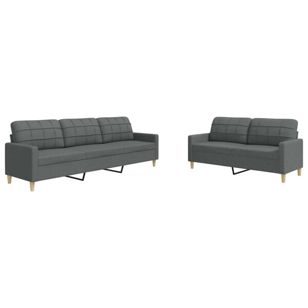 vidaXL Ensemble de canapés 2 Pièces gris foncé tissu