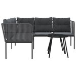 vidaXL Ensemble de canapés de jardin et coussins noir acier textilène