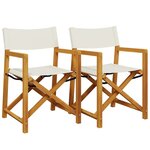 vidaXL Chaises de réalisateur pliables lot de 2 blanc crème tissu