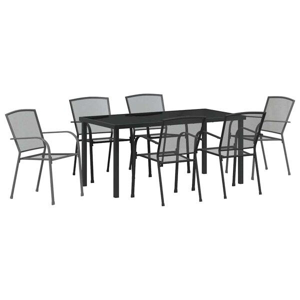 vidaXL Ensemble de salle à manger pour jardin 7 Pièces Anthracite Acier