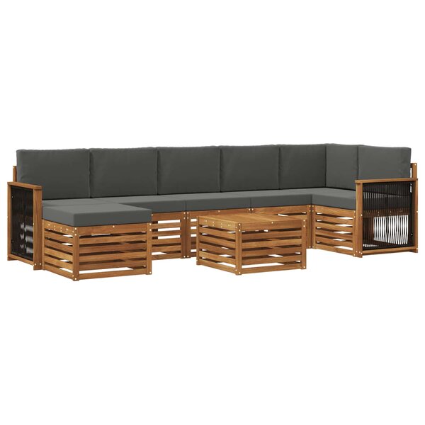 vidaXL Ensemble de canapés d'extérieur 7 Pièces Naturel et Anthracite