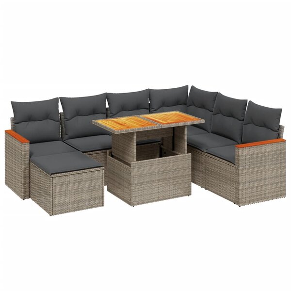 vidaXL Salon de jardin 8 Pièces avec coussins gris résine tressée