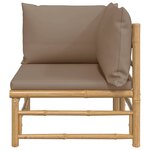 vidaXL Canapé d'angle de jardin avec coussins taupe bambou