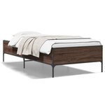 vidaXL Cadre de lit chêne marron 100x200 cm bois d'ingénierie et métal