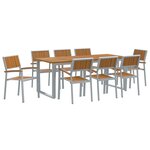 vidaXL Set de salle à manger de jardin en 9 pièces en acier gris et bois d'acacia massif