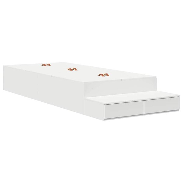 vidaXL Cadre de lit avec rangement Blanc 90 cm Bois d'ingénierie
