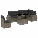 vidaXL Salon de jardin avec coussins 7 Pièces gris résine tressée