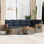 vidaXL Salon de jardin 7 Pièces avec coussins gris résine tressée