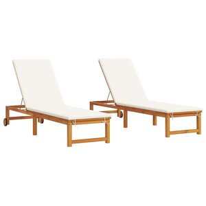 vidaXL Transat 2 Pièces Marron 53 x 202 x 89cm Bois d'acacia massif