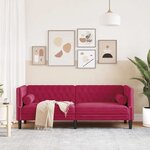vidaXL Canapé Chesterfield avec traversins 3 places velours