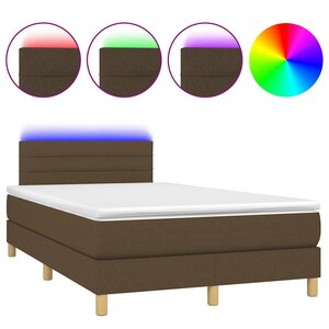 vidaXL Sommier à lattes de lit matelas et LED marron foncé 120x190 cm