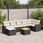 vidaXL Salon de jardin 8 Pièces avec coussins noir résine tressée