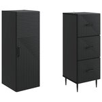 vidaXL Ensemble de Meubles 2 Pièces Noir 33 x 34 5 x 90 cm