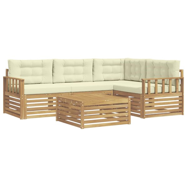 vidaXL Ensemble de canapés d'extérieur 6 pc Blanc et crème Polyester
