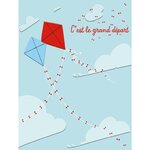 Carte départ cerfs-volants rouge et bleu - draeger paris