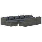 vidaXL Salon de jardin 10 Pièces avec coussins Gris Résine tressée