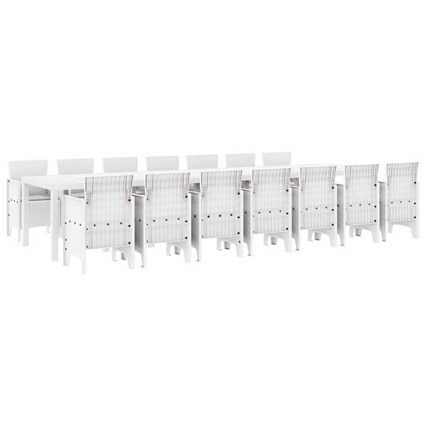 vidaXL Ensemble de salle à manger pour jardin 15 Pièces Blanc Rattan Polt
